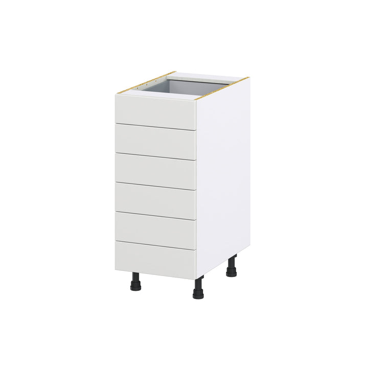 Hugo&Borg Riviera 15-in W x 34.5-in H x 24-in D Bright White 6-Drawer Base Fully Assembled Cabinet
