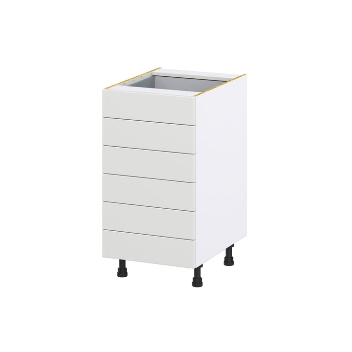 Hugo&Borg Riviera 18-in W x 34.5-in H x 24-in D Bright White 6-Drawer Base Fully Assembled Cabinet