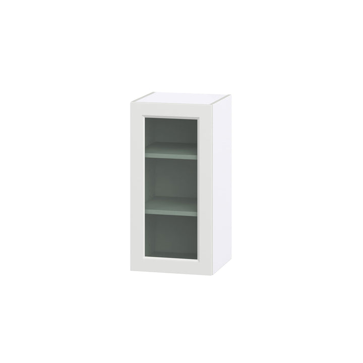 Hugo&Borg Riviera 15-in W x 30-in H x 14-in D Bright White Wall Fully Assembled Cabinet (Glass Panel Shaker Door Style)