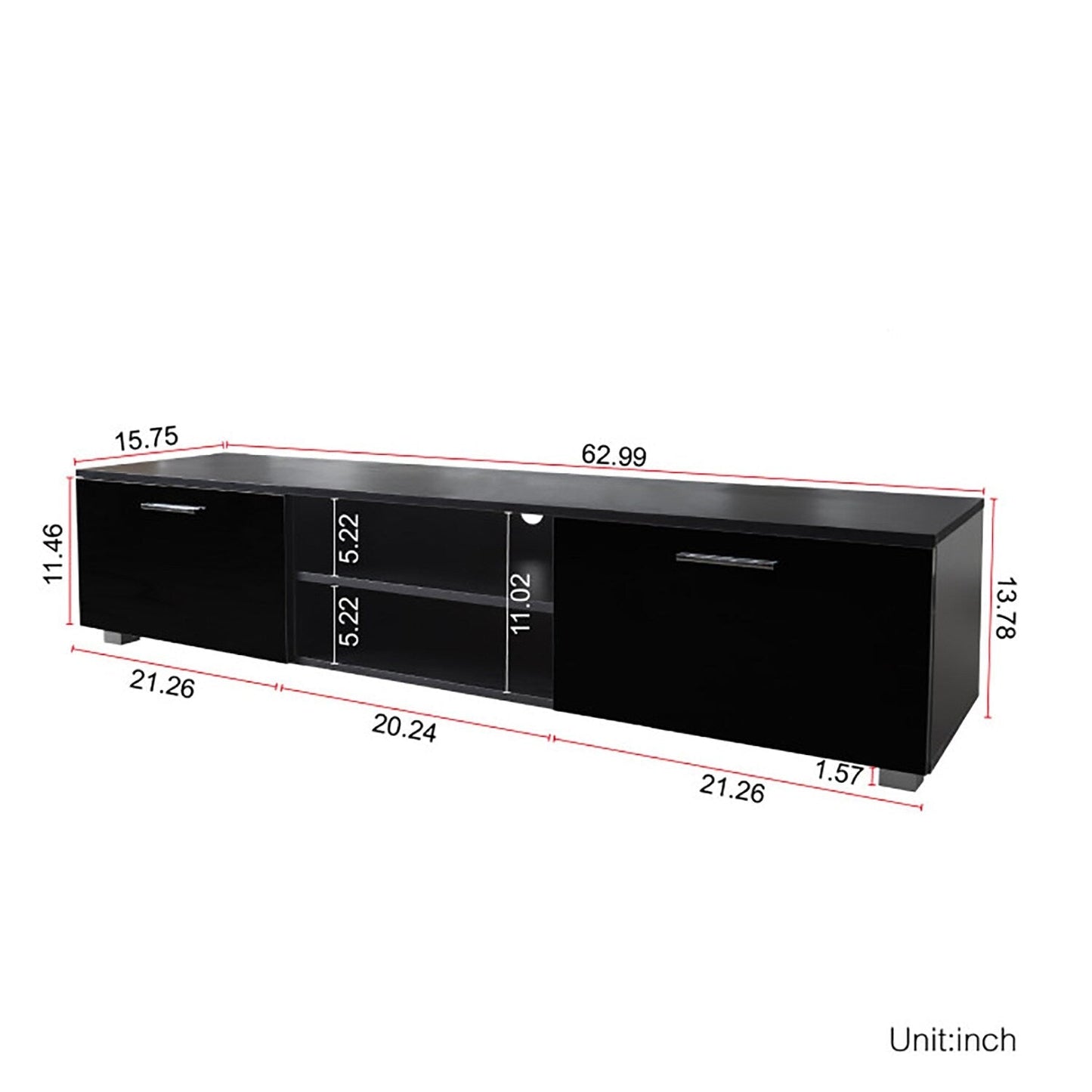 GZMR Black TV Stand for 70-in TV Stands Modern/Contemporary Black TV Cabinet (Accommodates TVs up to 70-in)