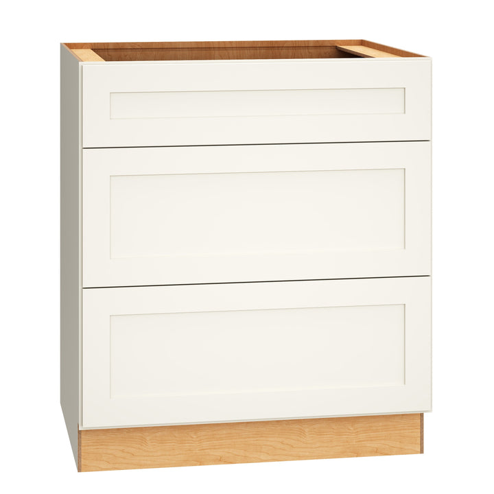 Diamond Express Jamestown 30-in W x 34.5-in H x 24-in D White 3-Drawer Base Fully Assembled Plywood Cabinet (Recessed Panel Shaker Style)