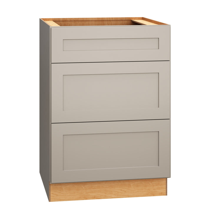 Diamond Express Jamestown 24-in W x 34.5-in H x 24-in D Cloud Gray 3-Drawer Base Fully Assembled Plywood Cabinet (Recessed Panel Shaker Style)