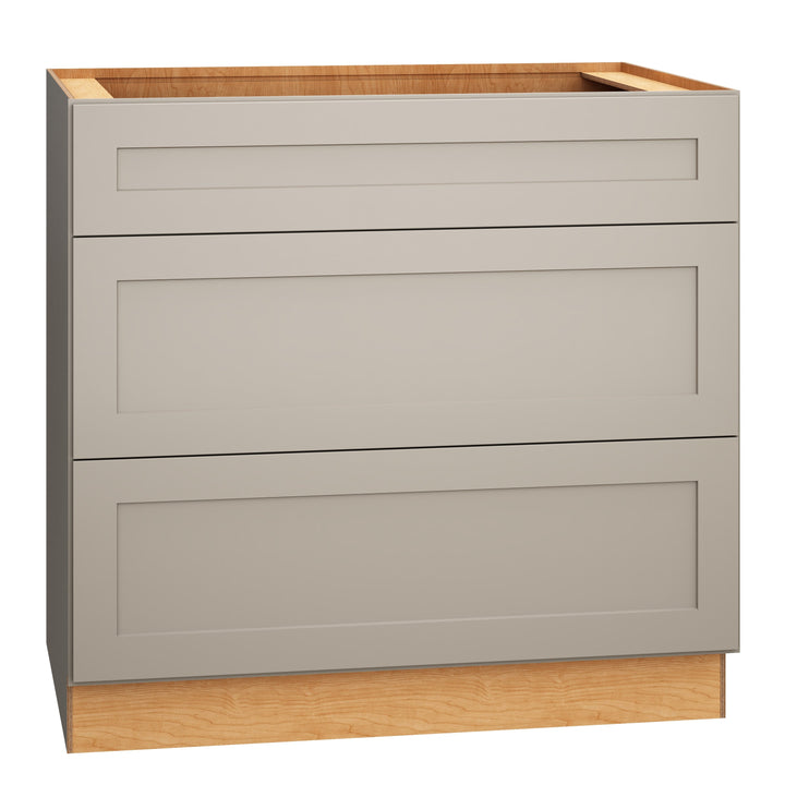 Diamond Express Jamestown 36-in W x 34.5-in H x 24-in D Cloud Gray 3-Drawer Base Fully Assembled Plywood Cabinet (Recessed Panel Shaker Style)