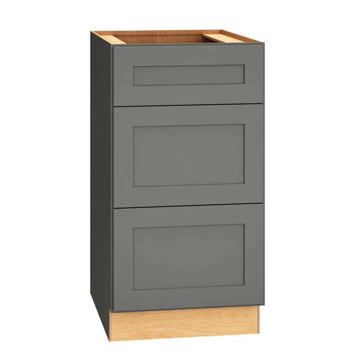 Diamond Express Jamestown 18-in W x 34.5-in H x 24-in D Moonstone Gray 3-Drawer Base Fully Assembled Plywood Cabinet (Recessed Panel Shaker Style)