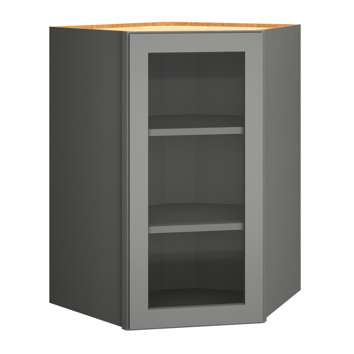 Diamond Express Jamestown 36-in W x 36-in H x 12-in D Moonstone Gray Diagonal Corner Wall Fully Assembled Plywood Cabinet (Recessed Panel Square Style)