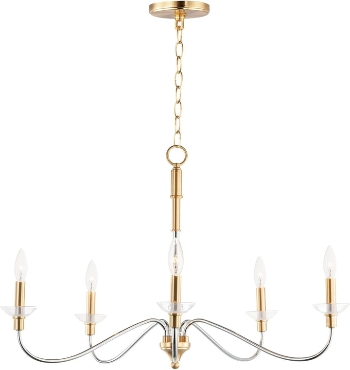 Maxim Lighting Clarion 5-Light Polished Chrome/Satin Brass Chandelier, 32 in.