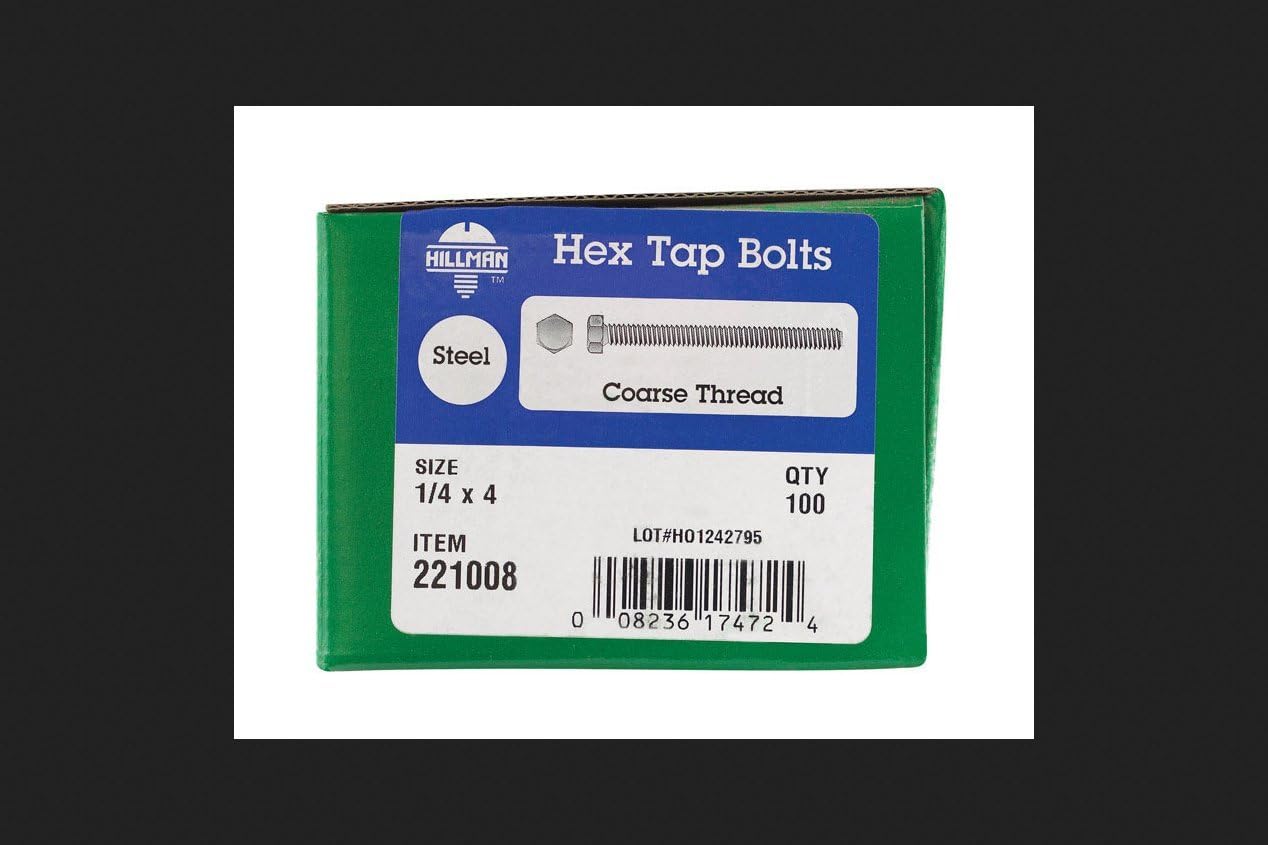 Hillman 1/4 in. Dia. x 4 in. L Zinc-Plated Steel Hex Tap Bolts, Coarse Thread, 100-Pack
