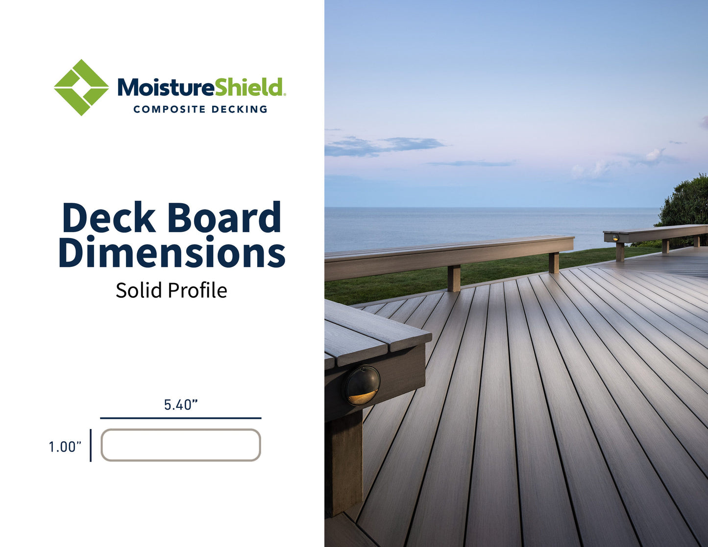 MoistureShield Vantage 1-in x 6-in x 16-ft Cape Cod Gray Grooved Composite Deck Board
