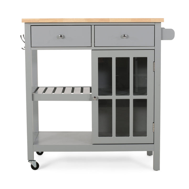 Best Selling Home Decor Gray Mdf Base with Wood Top Rolling Kitchen Cart (17.15-in x 34.15-in x 34.75-in)