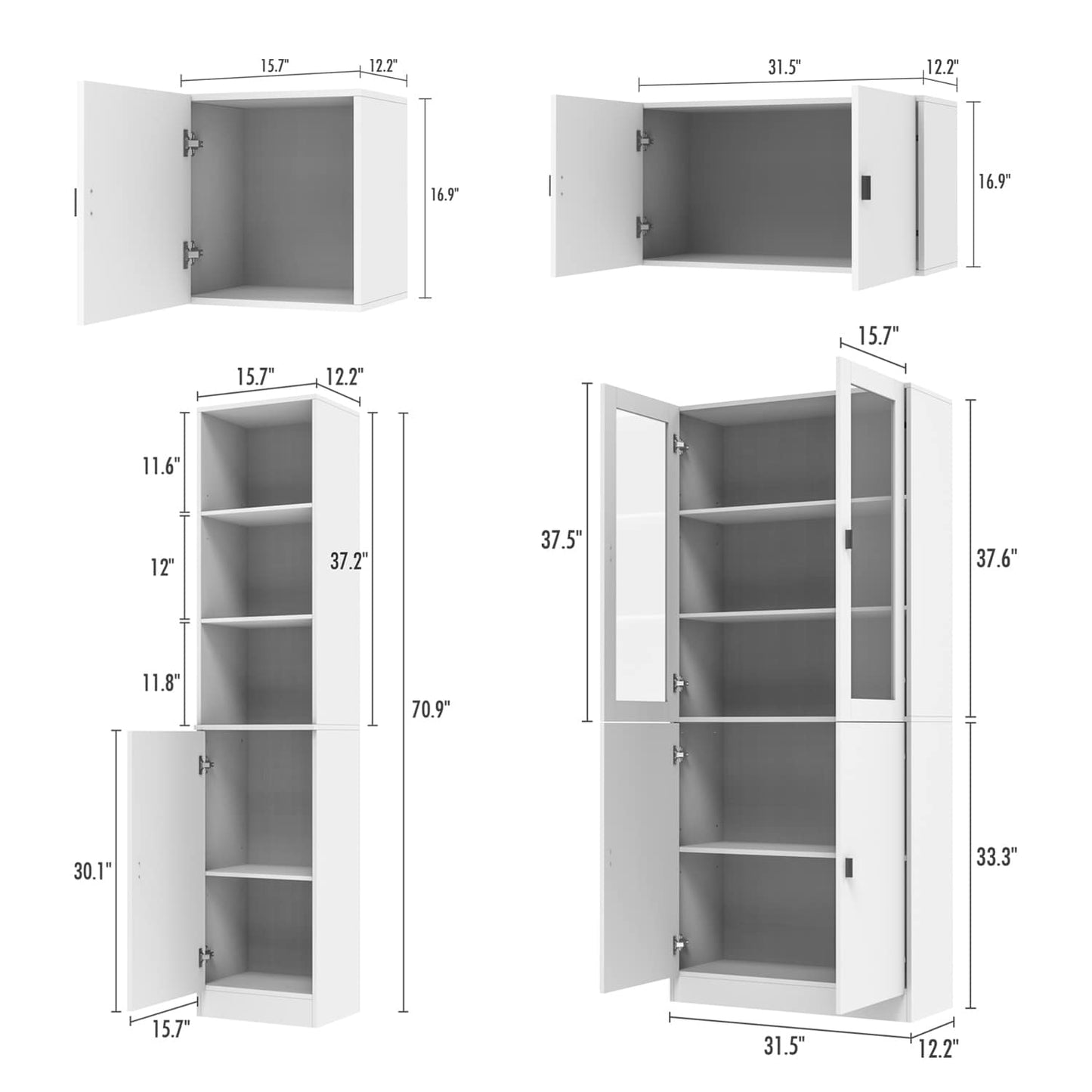 FUFU&GAGA 47.2-in W x 87.8-in H Mdf White Freestanding Utility Storage Cabinet