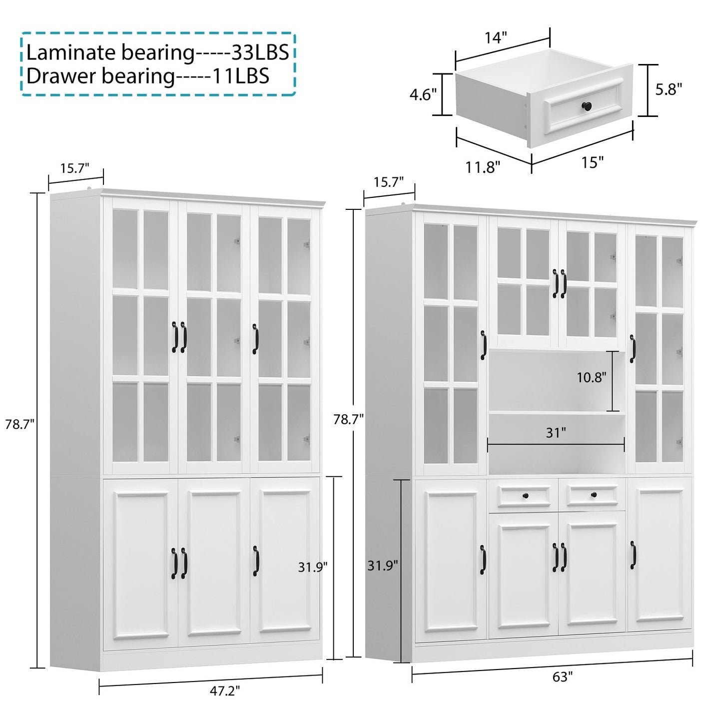 FUFU&GAGA 110.2-in W x 78.7-in H Mdf White Freestanding Utility Storage Cabinet