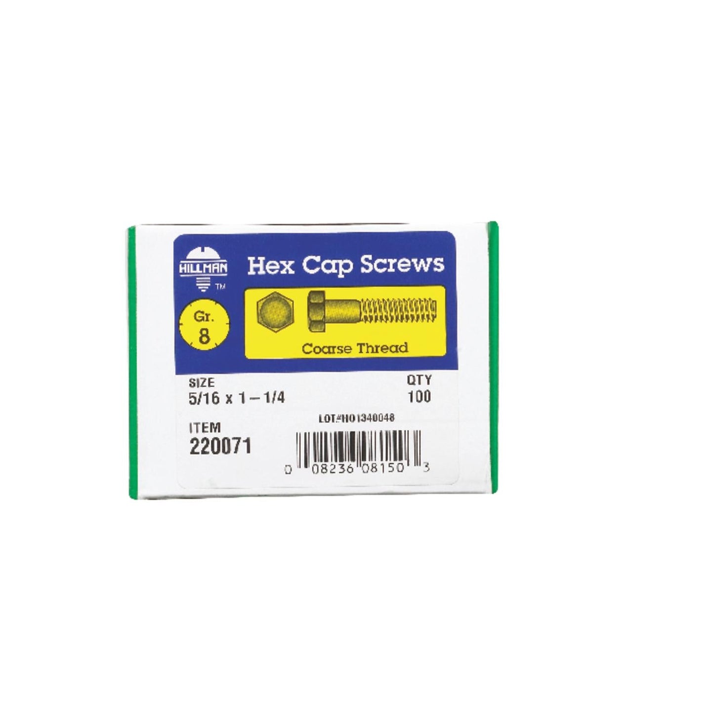 Hillman 5/16 in. D x 1-1/4 in. L Heat-Treated Steel Grade 8 Hex Head Cap Screws, Coarse Thread (100-Pack)