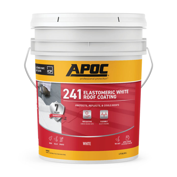 APOC 241 4.75-Gallon White Elastomeric Reflective Roof Coating – 7-Year Limited Warranty