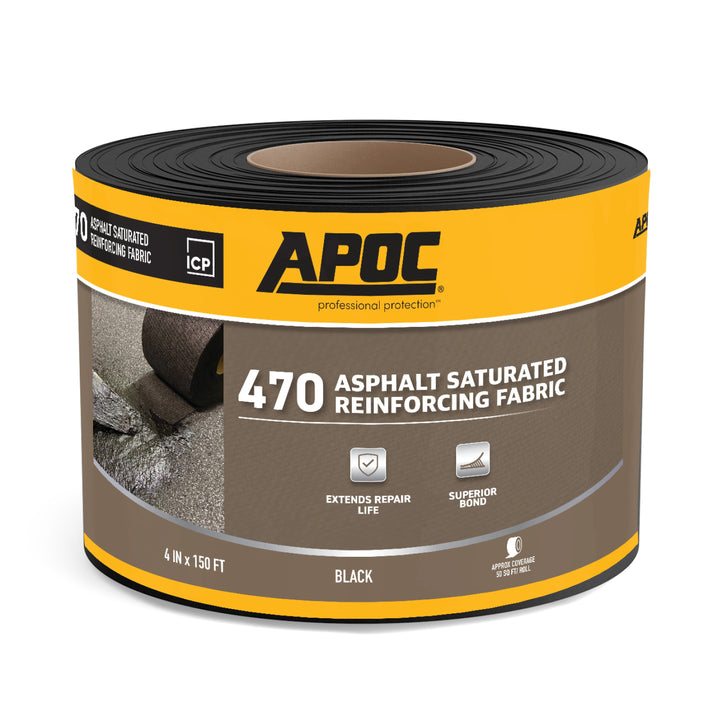 APOC 470 Asphalt-Saturated Reinforcing Roof Fabric, Black, 4-in x 150-ft Roll