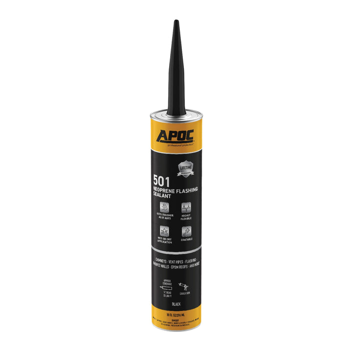 APOC 501 Neoprene Elastomeric Roof Flashing Sealant, Black, 10.1-oz Tube