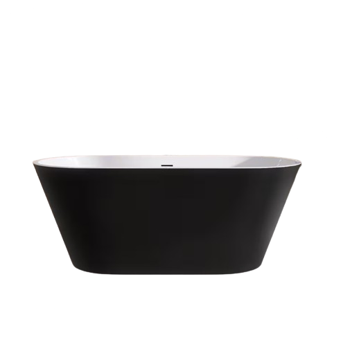 59 in. x 29.5 in. Free Standing Soaking Tub Flatbottom Acrylic Freestanding Bathtub with Chrome Drain in Matte Black