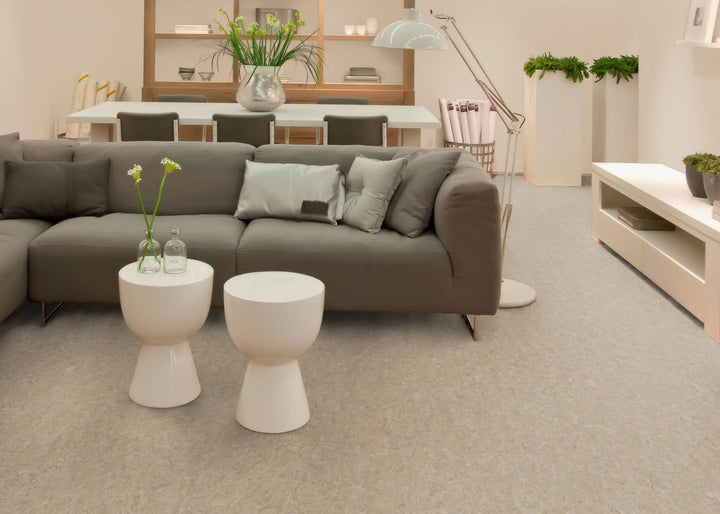 Forbo Flooring Systems Marmoleum Cinch Loc Seal Weathered Sand 10-mm T x 12-in W x 12-in L Waterproof Tile Look Laminate Flooring (6.78-sq ft / Carton)