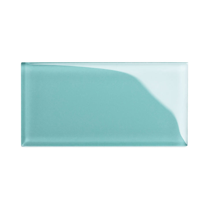 Giorbello (Sample) 6x12 glass subway tiles Teal 6-in x 12-in Glossy Glass Brick Subway Wall Tile