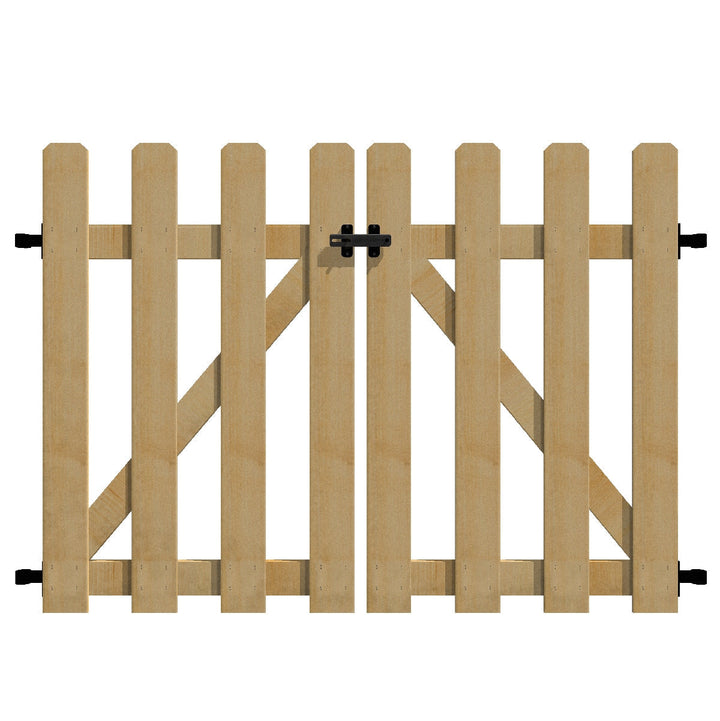 YARDLINK 2.83-ft x 3.6-ft Brown Dog Ear Spaced Picket No Dig Wood Fence Gate