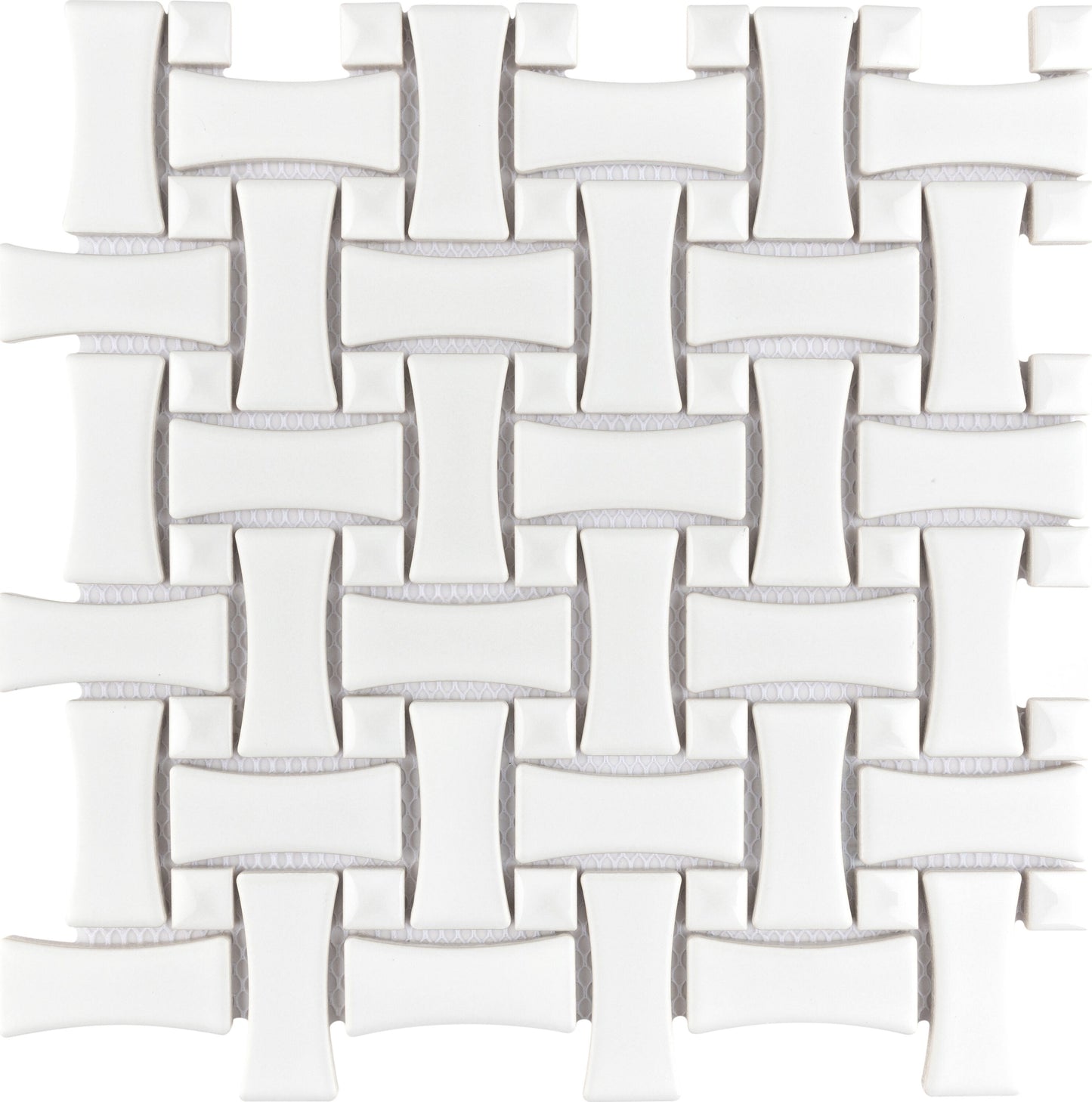 Affinity Tile Metro Dog Bone Basketweave Matte White with Glossy White Dot 10-in x 10-in Multi-finish Porcelain Mosaic Floor and Wall Tile product image
