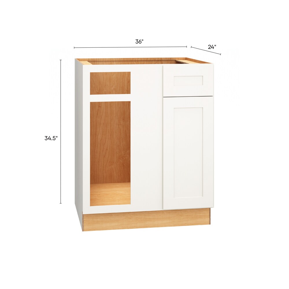 Diamond Express Jamestown 36-in W x 34.5-in H x 24-in D White Blind 1-Drawer Corner Base Fully Assembled Plywood Cabinet (Recessed Panel Shaker Style)