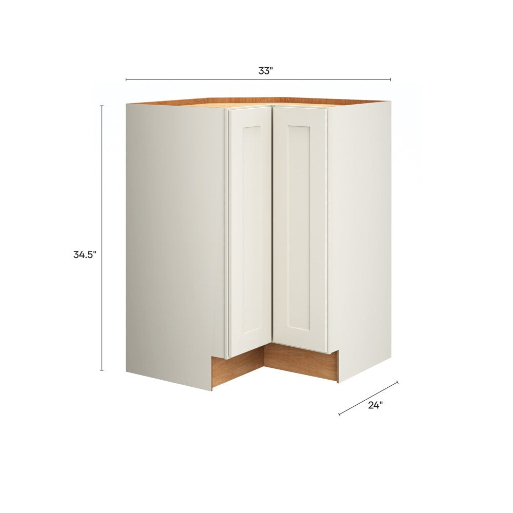 Diamond Express Jamestown 33-in W x 34.5-in H x 24-in D White L-shaped Corner Base Fully Assembled Plywood Cabinet (Recessed Panel Shaker Style)