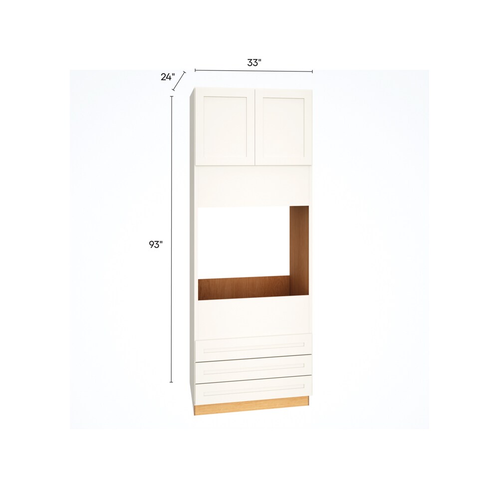 Diamond Express Jamestown 33-in W x 93-in H x 24-in D White 3-Drawers Single Oven Base Fully Assembled Plywood Cabinet (Recessed Panel Shaker Style)
