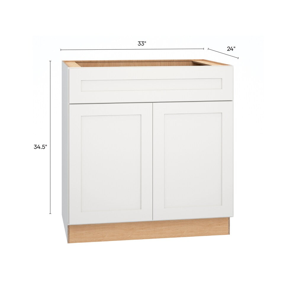 Diamond Express Jamestown 33-in W x 34.5-in H x 24-in D White Sink Base Fully Assembled Plywood Cabinet (Recessed Panel Shaker Style)