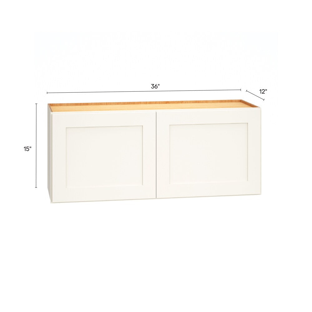 Diamond Express Jamestown 36-in W x 15-in H x 12-in D White Wall Fully Assembled Plywood Cabinet (Recessed Panel Shaker Door Style)