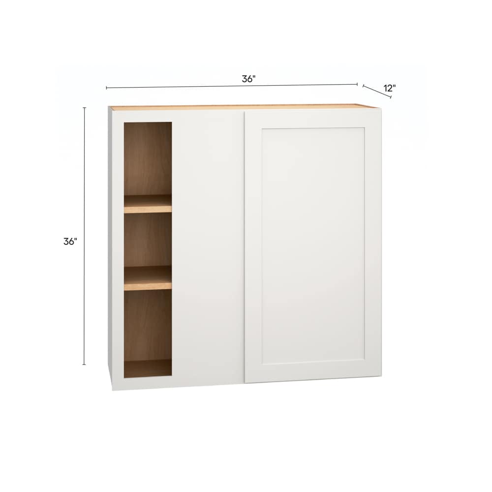 Diamond Express Jamestown 36-in W x 36-in H x 12-in D White Blind Corner Wall Fully Assembled Plywood Cabinet (Recessed Panel Shaker Style)