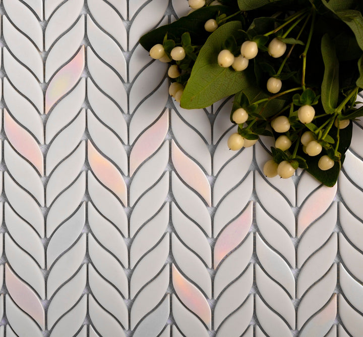 Apollo Tile Alabaster White Blue 12-in x 12-in Matte Recycled glass Patterned Multi-shaped Mosaic Floor and Wall Tile product image