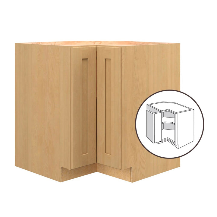 allen + roth Innsbrook 33-in W x 34.5-in H x 24-in D Rye Diagonal Corner Base Fully Assembled Cabinet (Flat Panel Shaker Style)
