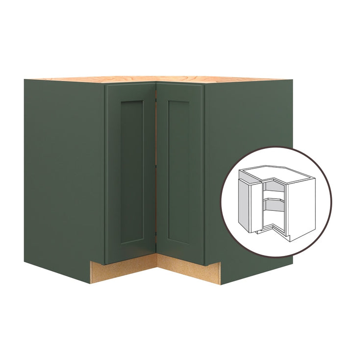 allen + roth Galway 36-in W x 34.5-in H x 24-in D Sage Diagonal Corner Base Fully Assembled Cabinet (Flat Panel Shaker Style)