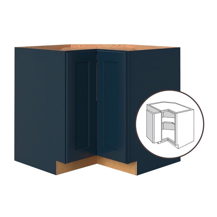 allen + roth Port 36-in W x 34.5-in H x 24-in D Navy Diagonal Corner Base Fully Assembled Cabinet (Flat Panel Shaker Style)