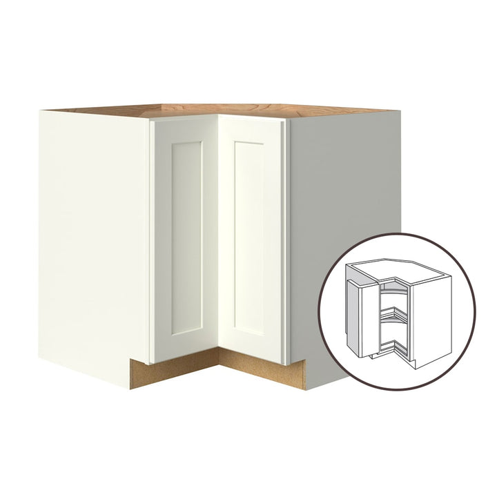 allen + roth Aveley 36-in W x 34.5-in H x 24-in D Linen Lazy Susan Corner Base Fully Assembled Cabinet (Flat Panel Shaker Style)