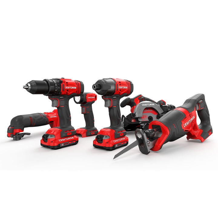 CRAFTSMAN V20 6-Tool 20-Volt Max Power Tool Combo Kit with Soft Case (Charger Included and 2 Batteries Included)