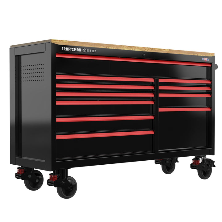 CRAFTSMAN V-Series 63-in W x 40-in H 11-Drawer Steel Rolling Tool Cabinet (Black)