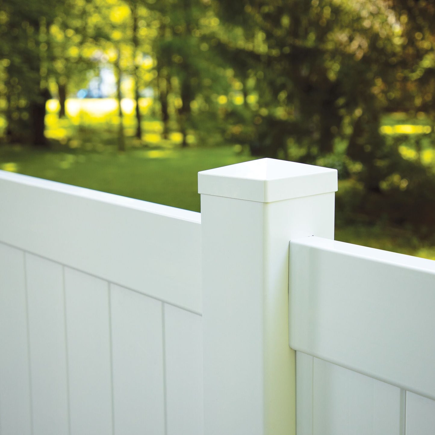 Freedom 5-in W x 5-in L White Vinyl Fence Post Cap- Fits Common Post Measurement: 5-in x 5-in