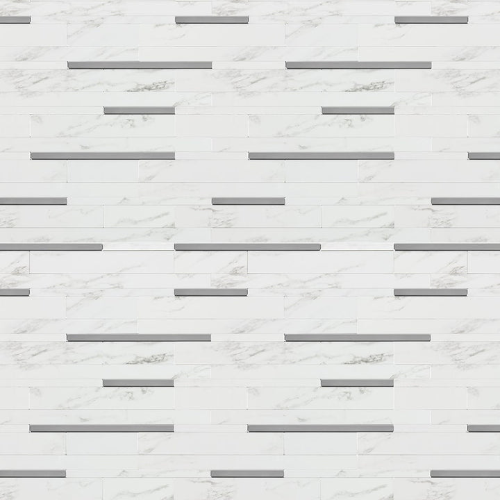 Peel&Stick Mosaics Platinum Ridge 9-in x 11-in Glossy Metal Marble look Linear Peel and stick Mosaic Wall Tile product image