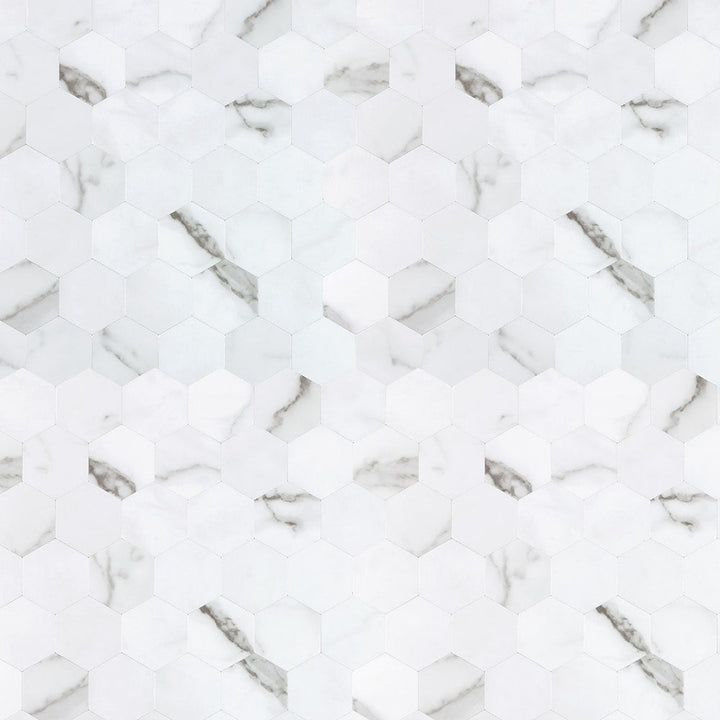 Peel&Stick Mosaics Arctic 12-in x 12-in Matte Metal Marble look Hexagon Peel and stick Mosaic Wall Tile product image