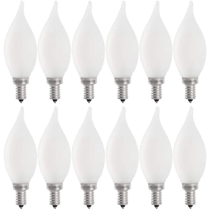 Feit Electric 60-Watt Equivalent CA10 Candelabra Dimmable Filament Frosted Glass Chandelier LED Light Bulb, Soft White (12-Pack)