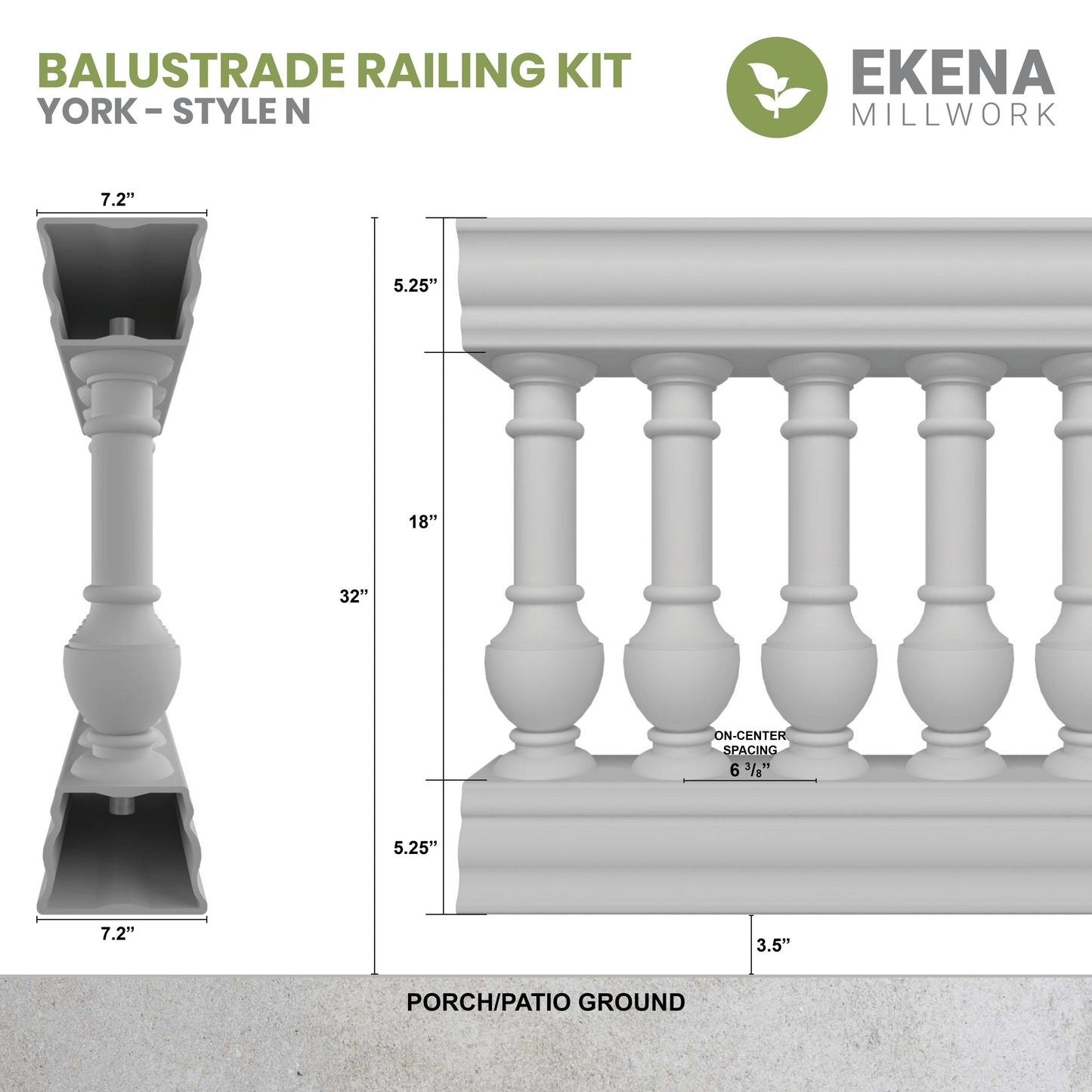 Ekena Millwork FiberThane York Fiberglass Deck Rail Kit