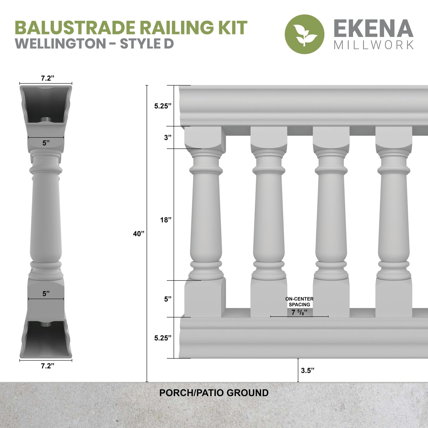 Ekena Millwork FiberThane White Fiberglass Deck Rail Kit