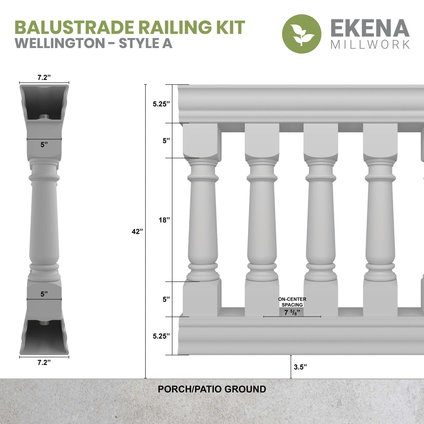 Ekena Millwork FiberThane Wellington Fiberglass Deck Rail Kit