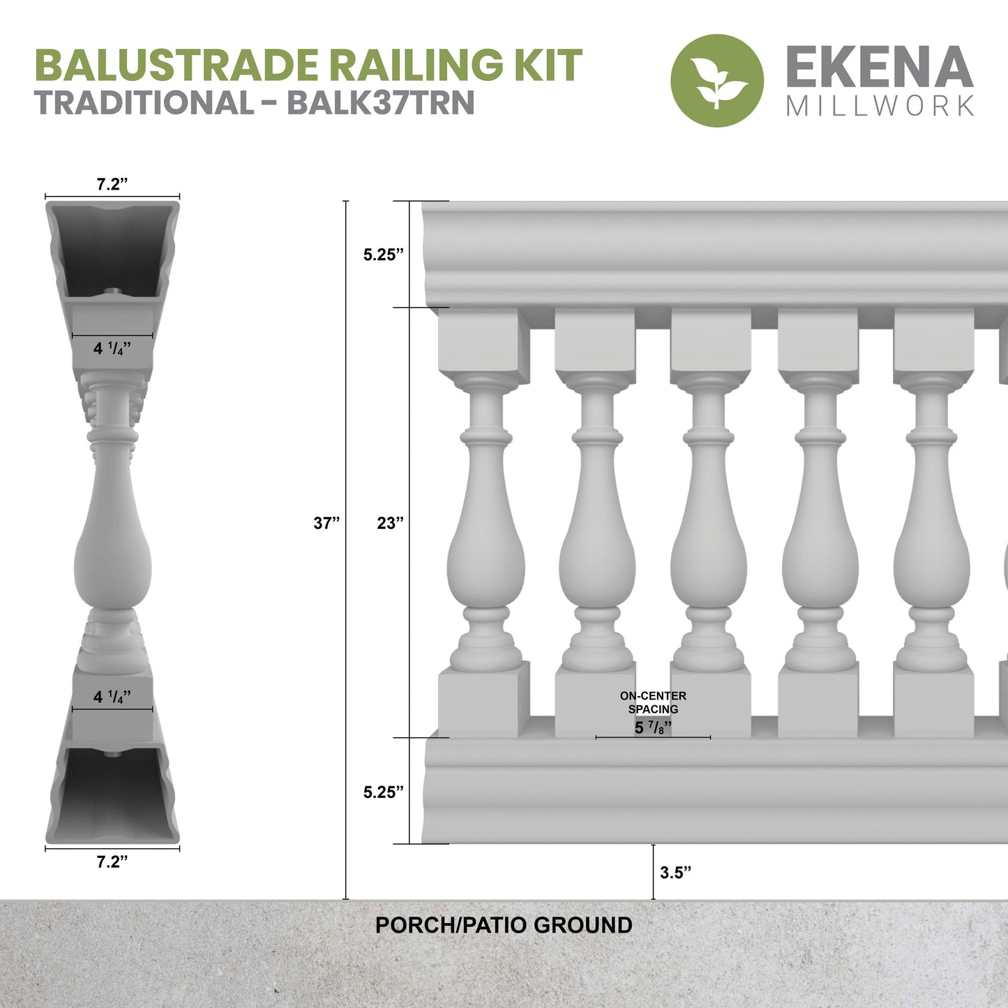 Ekena Millwork FiberThane Traditional Fiberglass Deck Rail Kit