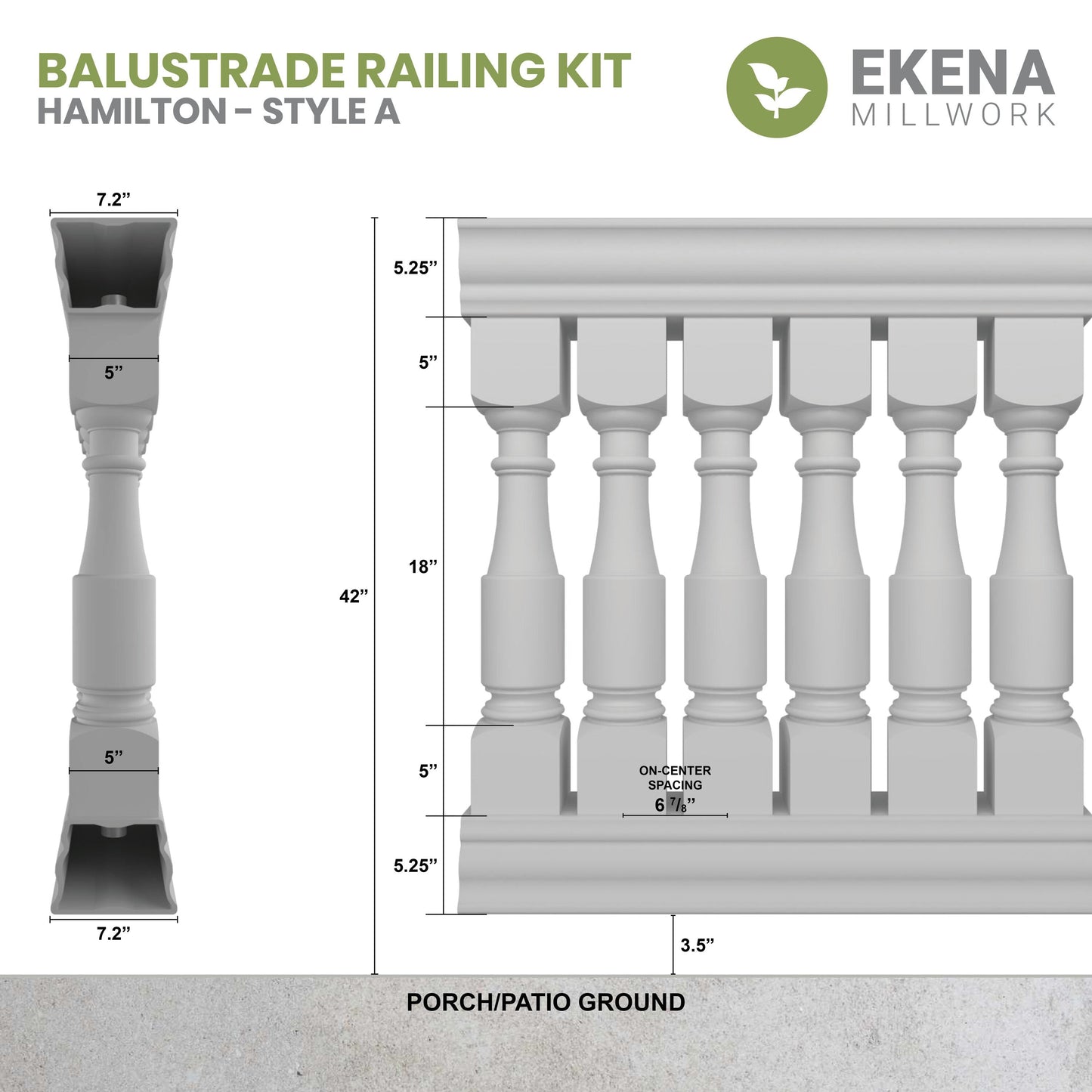 Ekena Millwork FiberThane Hamilton Fiberglass Deck Rail Kit