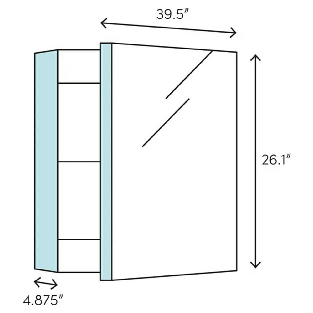 Fresca 40-in x 26-in Surface/Recessed Mount Mirror Mirrored Medicine Cabinet