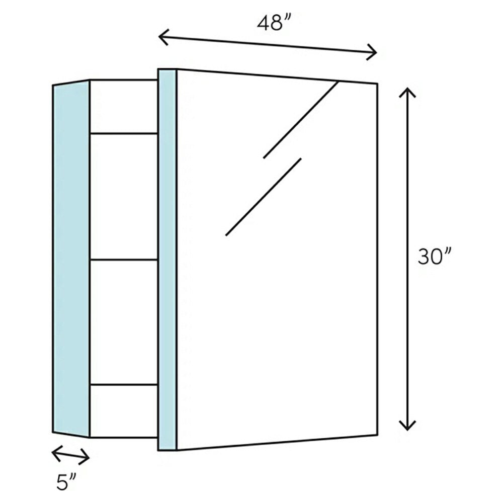 Fresca Tiempo 48-in x 30-in Lighted LED Fog Free Surface/Recessed Mount LED Lighting Mirrored Soft Close Medicine Cabinet with Outlet