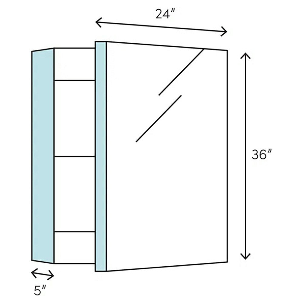 Fresca Spazio 24-in x 36-in Lighted LED Fog Free Surface/Recessed Mount LED Lighting Mirror- Right Mirrored Soft Close Medicine Cabinet with Outlet