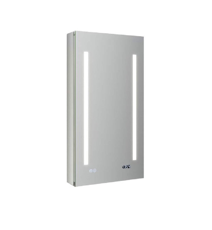 Fresca Tiempo 15-in x 30-in Lighted LED Fog Free Surface/Recessed Mount LED Mirror Mirrored Soft Close Medicine Cabinet with Outlet